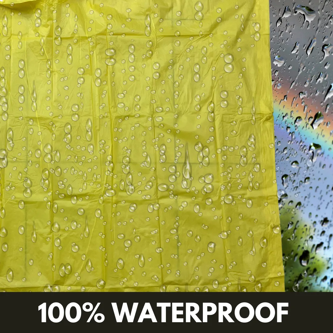 10 Mil Neon Yellow Vinyl Rain Poncho with Hood - Adult Size  - RAIN-69050