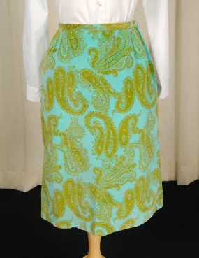 1960s Turquoise Paisley Skirt
