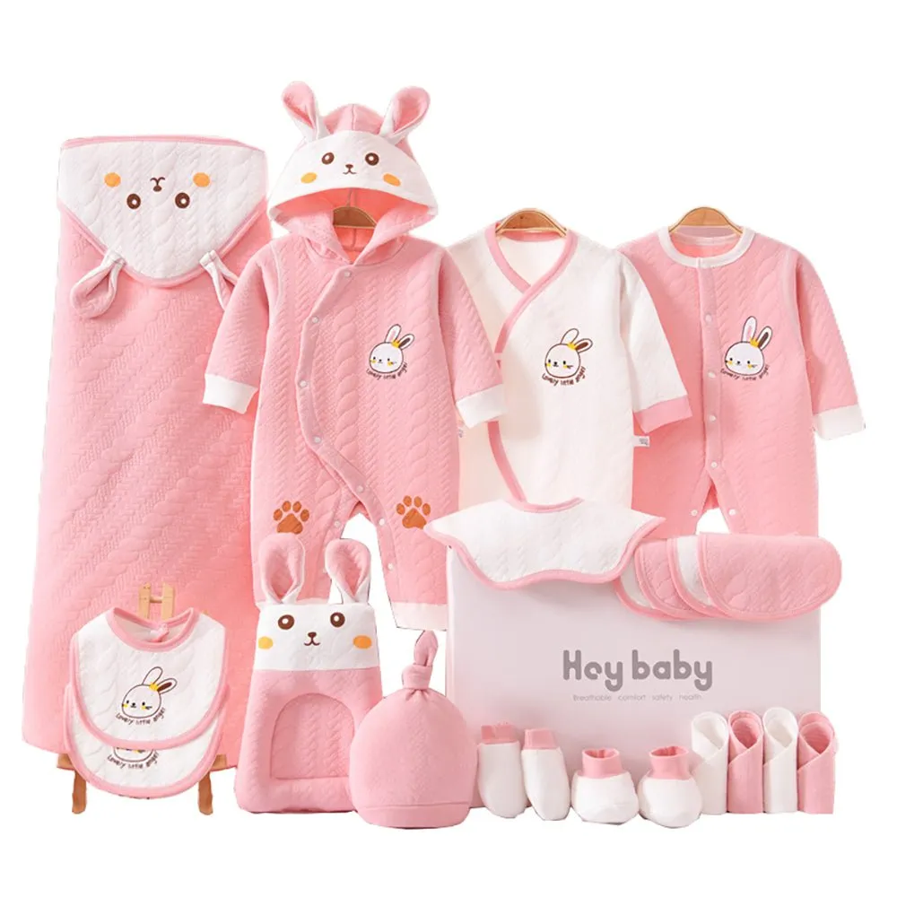 22 pcs Pink Hunny Bunny, New born Baby Girl/Boy Gift Hamper All Season wear Clothes Gift Hamper Box, (0-6months)