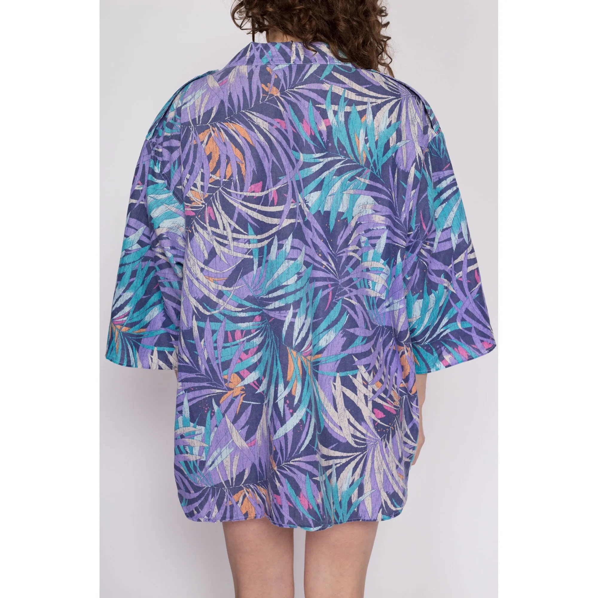 3X 80s Tropical Palm Leaf Print Shirt