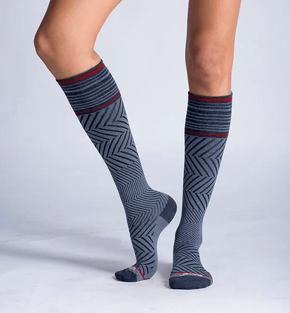 76% Rich Merino Wool Everyday Compression Socks (15-20mmHg) - Zig-Zag- 2 Pack