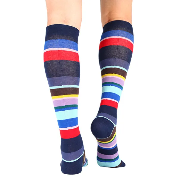 80% Rich Merino Wool Everyday Compression Socks (15-20mmHg) - Multistripes- 3 -Pack