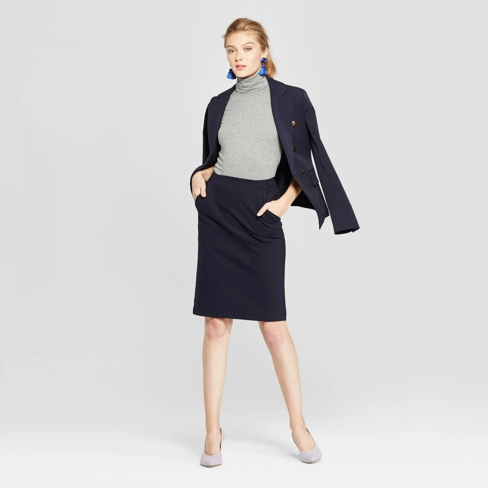 A New Day Women's Solid Ponte Pencil Skirt