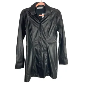 Abercrombie & Fitch Black Faux Leather Shirt Dress NWT- Size S