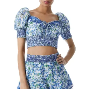 Alice and Olivia Womens Smocked Eyelet Cropped