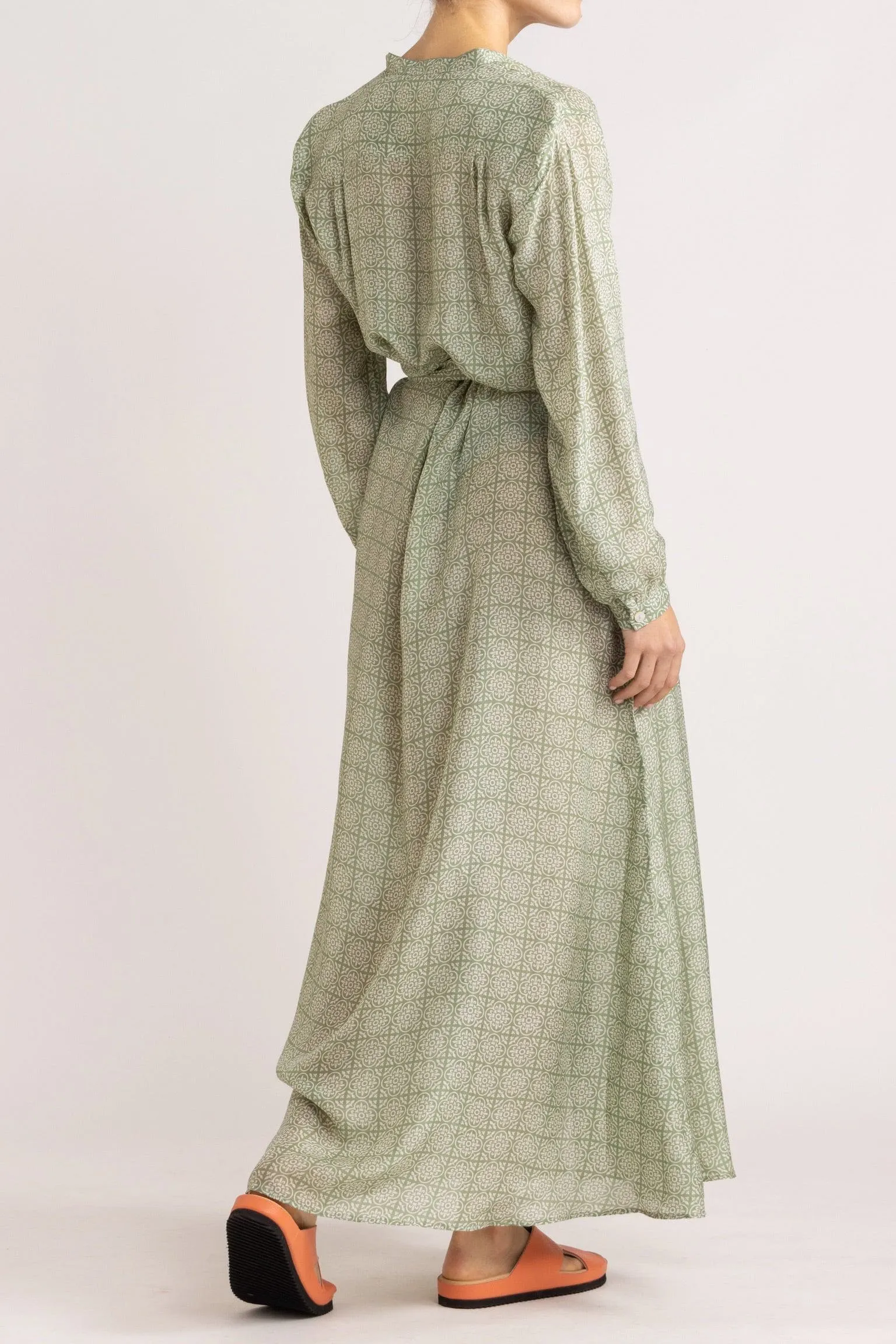 Angelique Jade Green Silk Shirt Dress