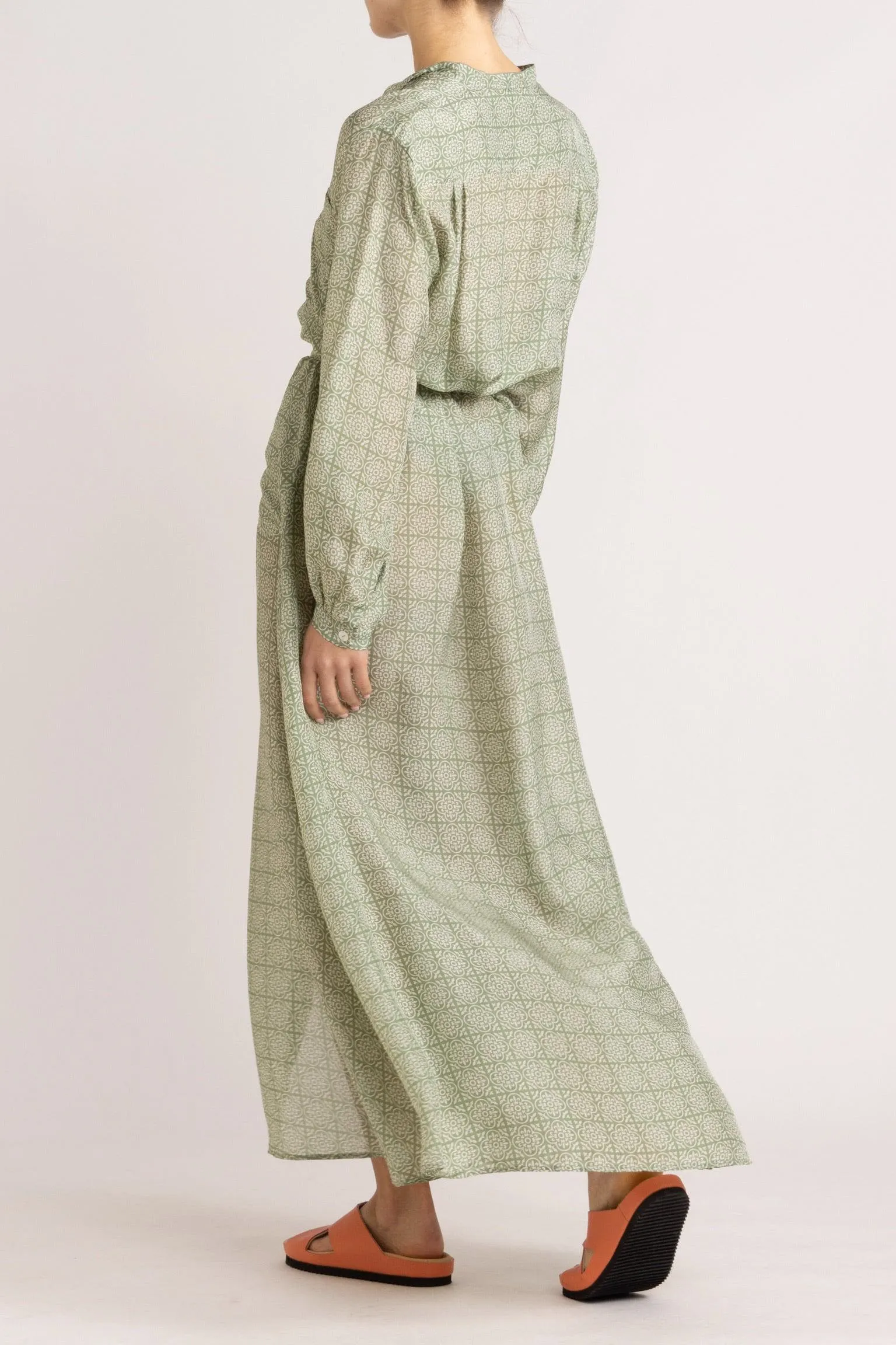 Angelique Jade Green Silk Shirt Dress