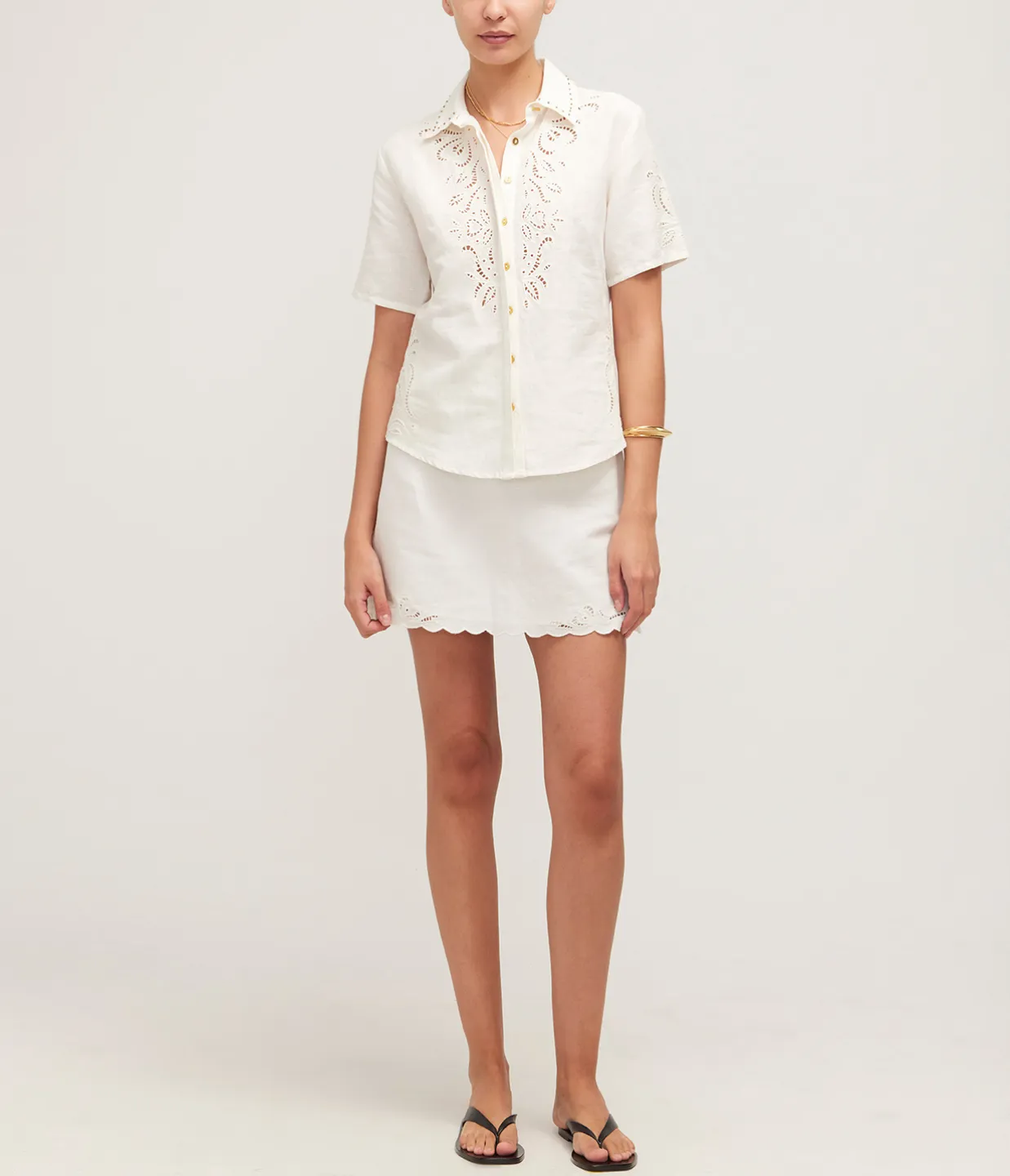 Anystos Linen Embroided Shirt in White