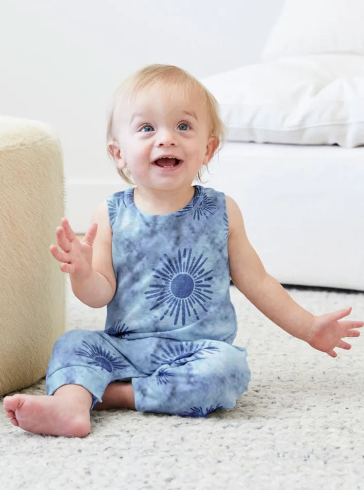Baby Palm Burst Tank Romper - Super Pink