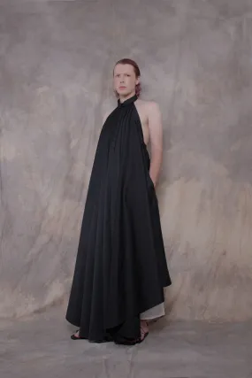 Backless Black Cotton Shirt-dress