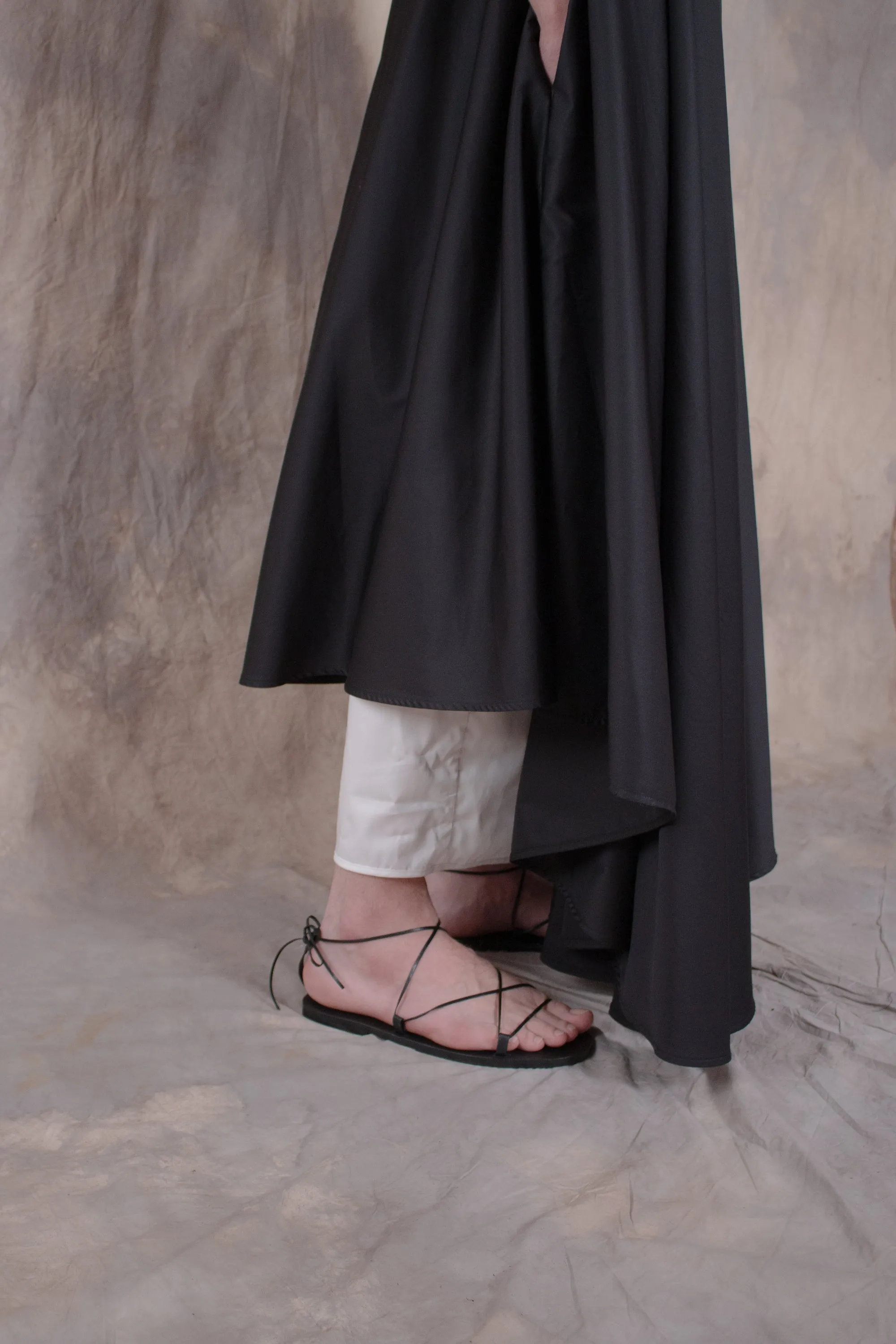 Backless Black Cotton Shirt-dress