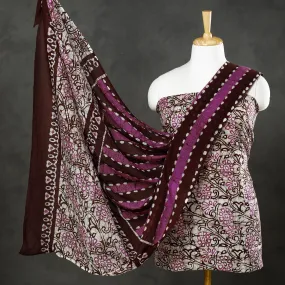 Beige - 3pc Kutch Cotton Batik Print Dress Material 07