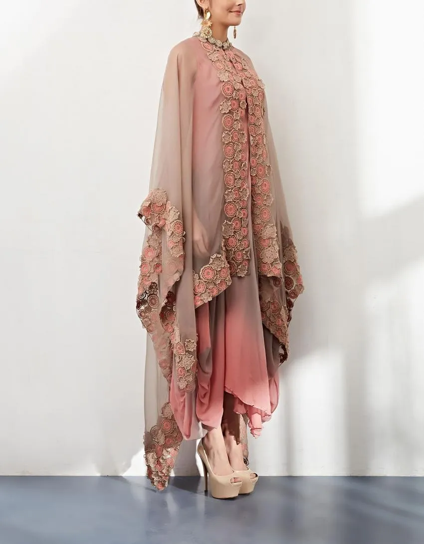 Beige Cape with Shaded Dress