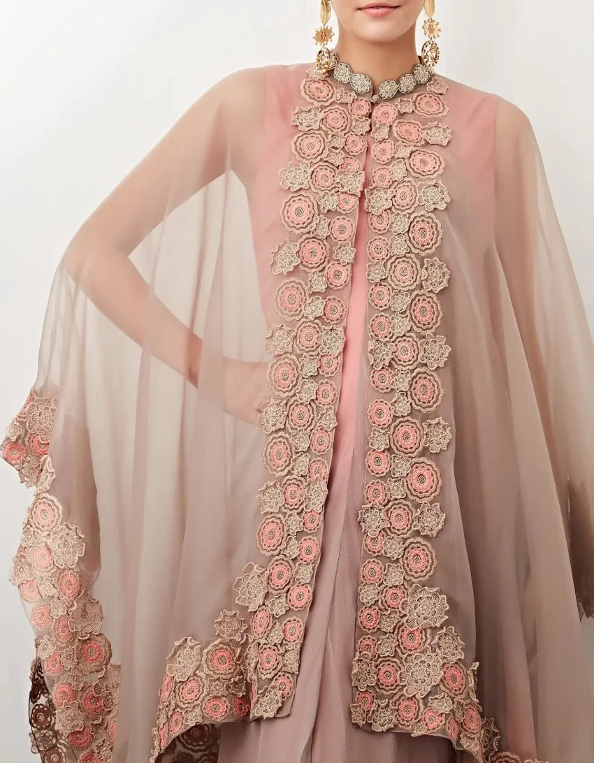 Beige Cape with Shaded Dress