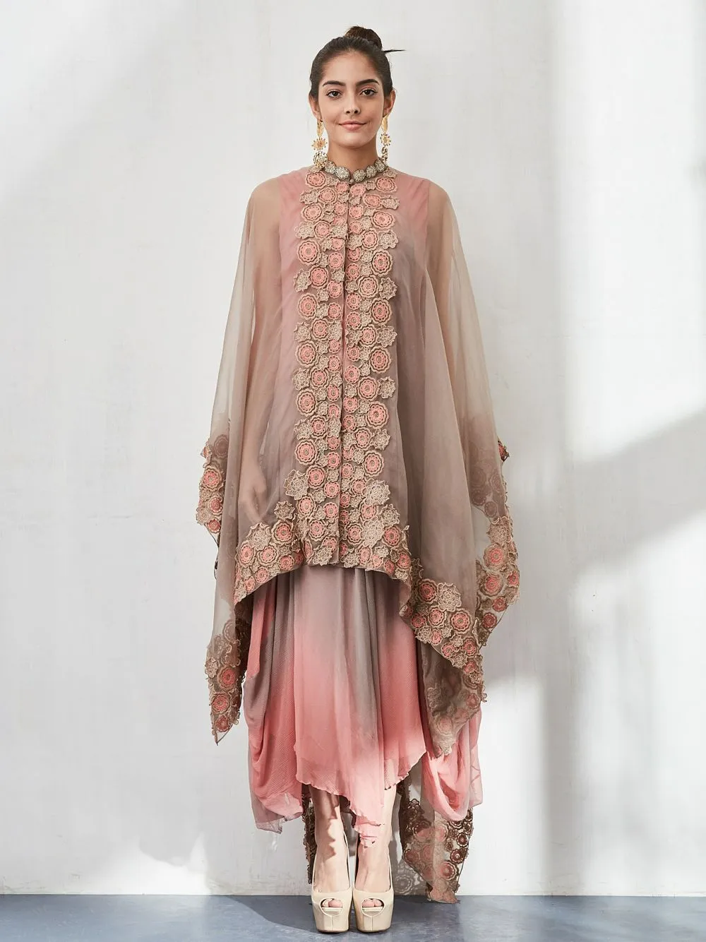 Beige Cape with Shaded Dress