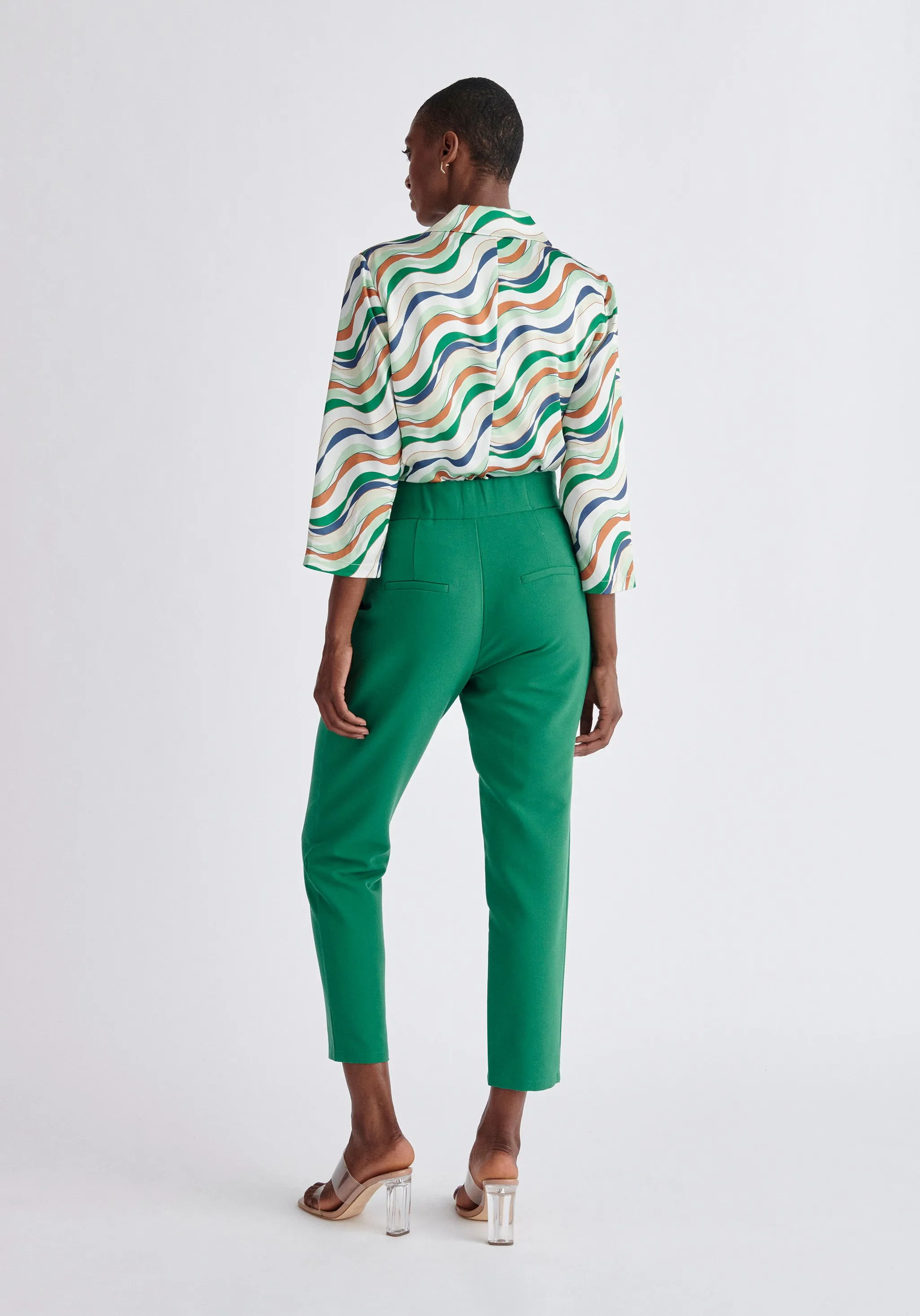 Belted Wave Print Blazer