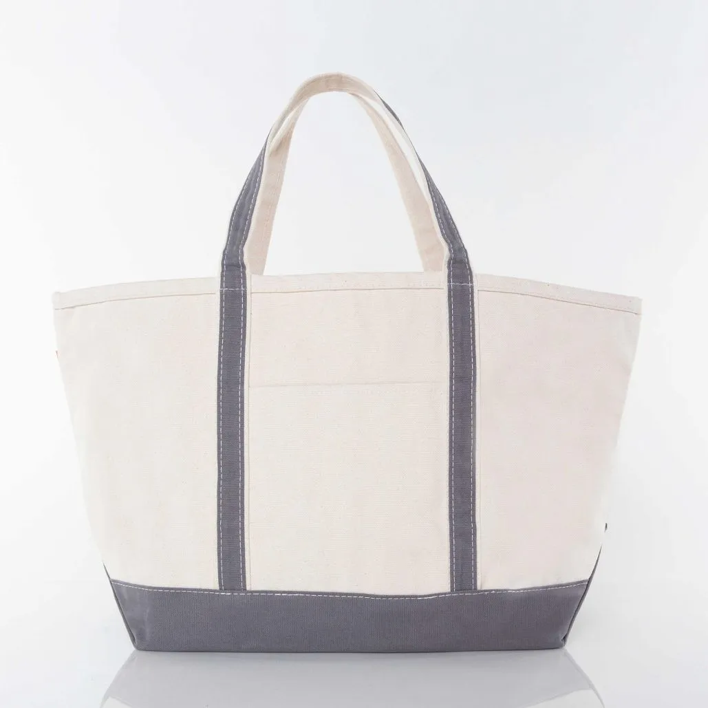 Bitsy Floral Monogram on Large Boat Tote