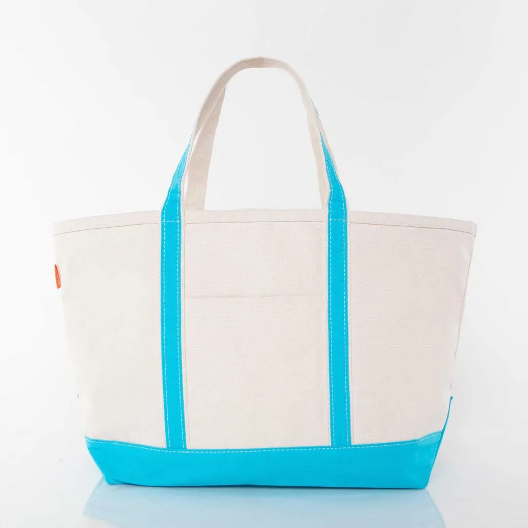 Bitsy Floral Monogram on Large Boat Tote