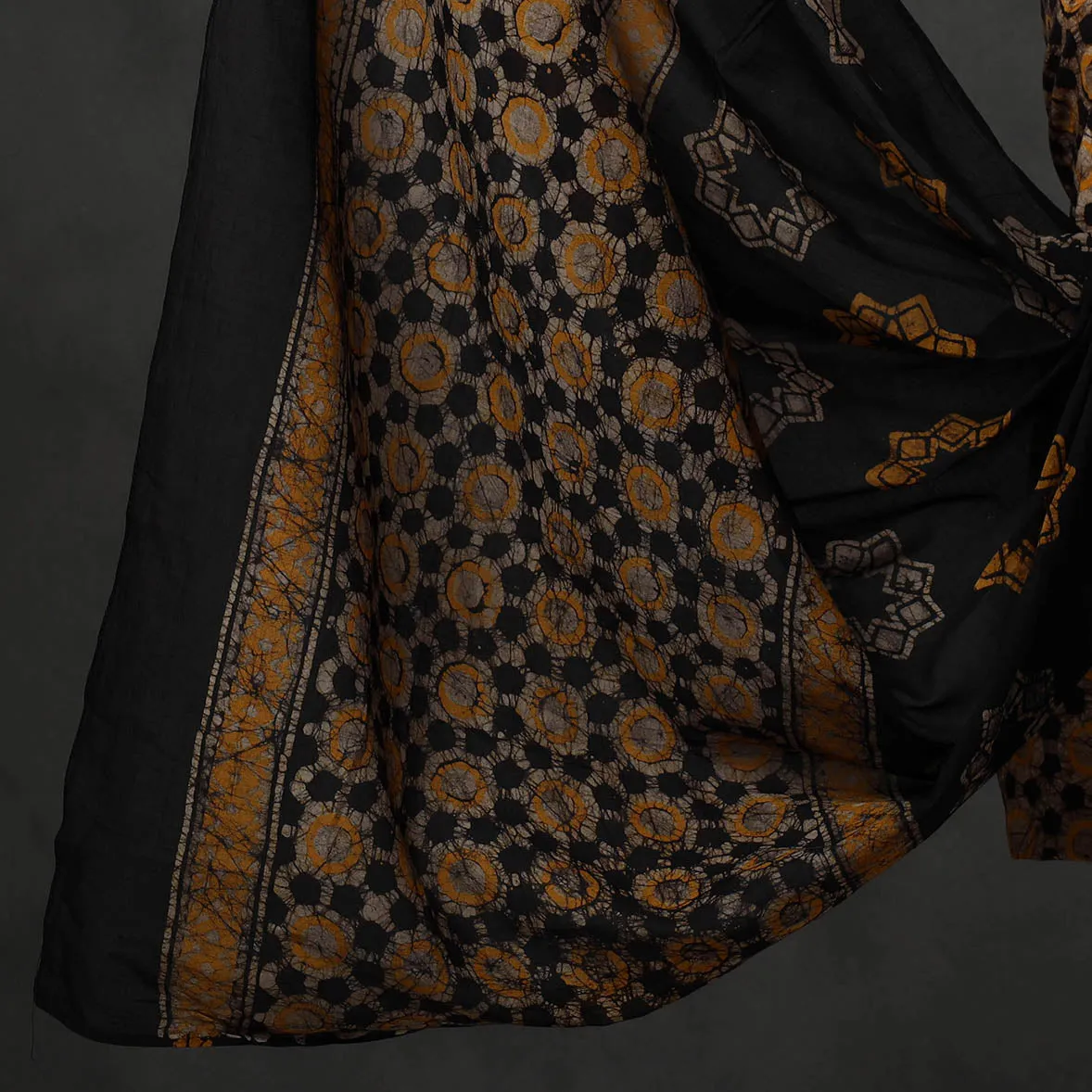 Black - 3pc Kutch Cotton Batik Print Dress Material 02