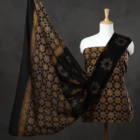 Black - 3pc Kutch Cotton Batik Print Dress Material 02