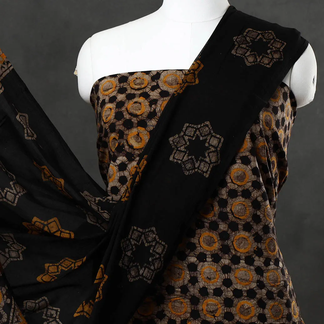 Black - 3pc Kutch Cotton Batik Print Dress Material 02