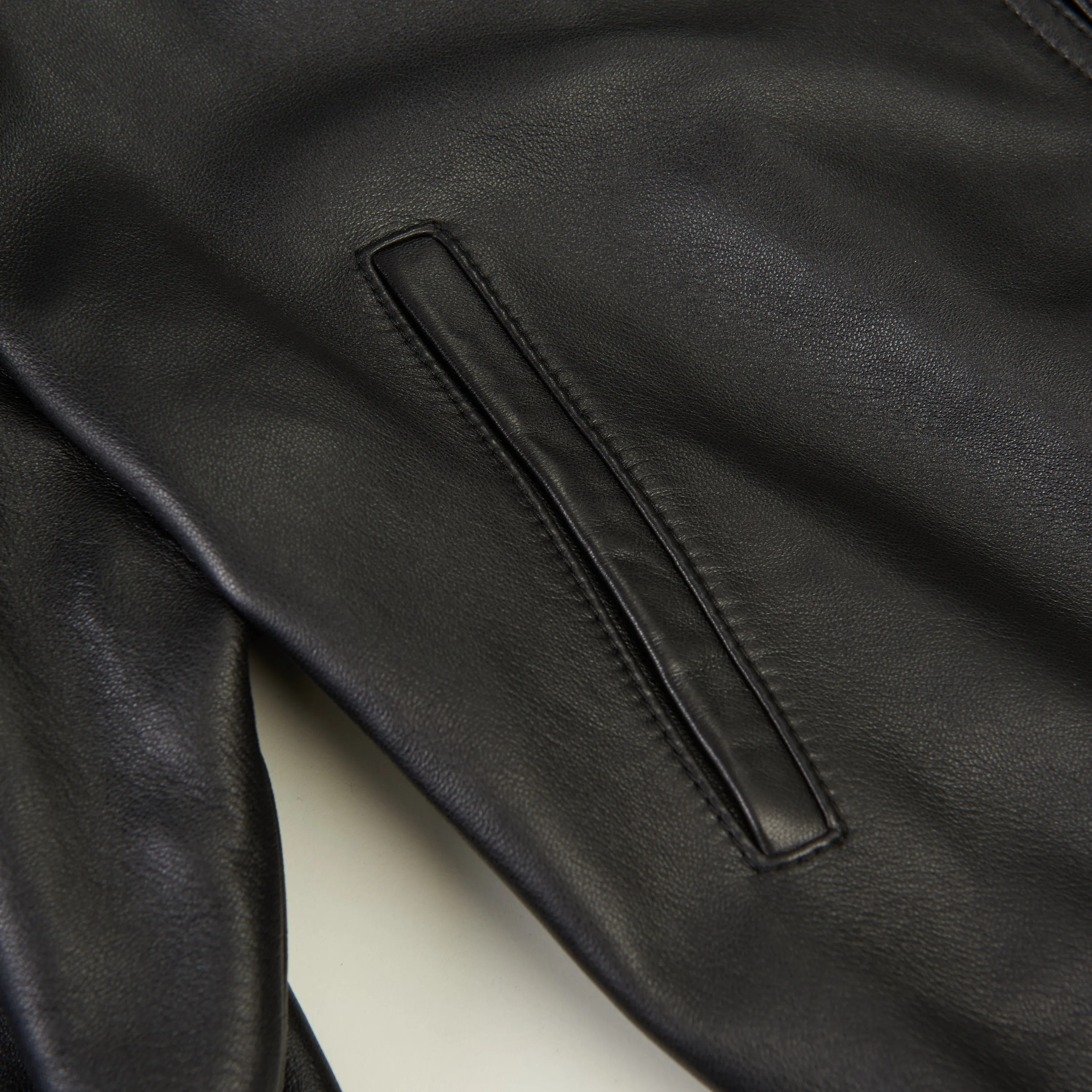 Black Drawstring Zip-Front Leather Shirt Dress
