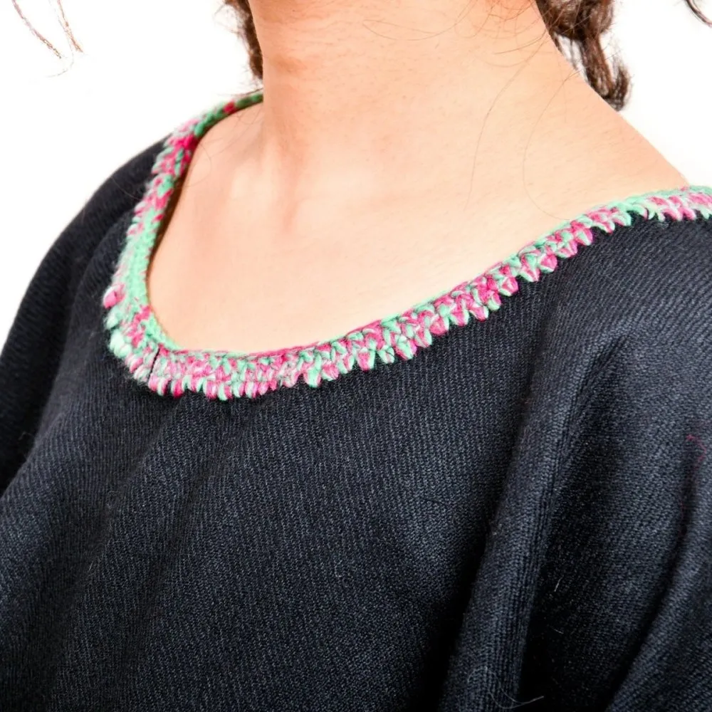 Black Merino Wool Short Cape