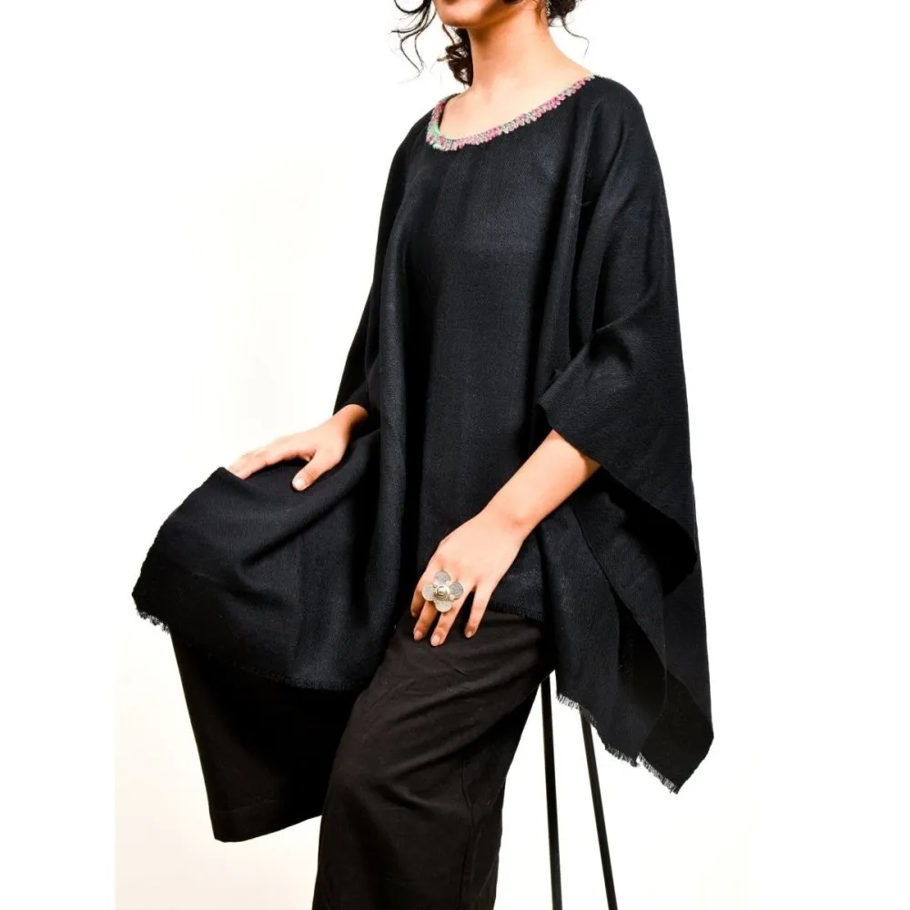 Black Merino Wool Short Cape