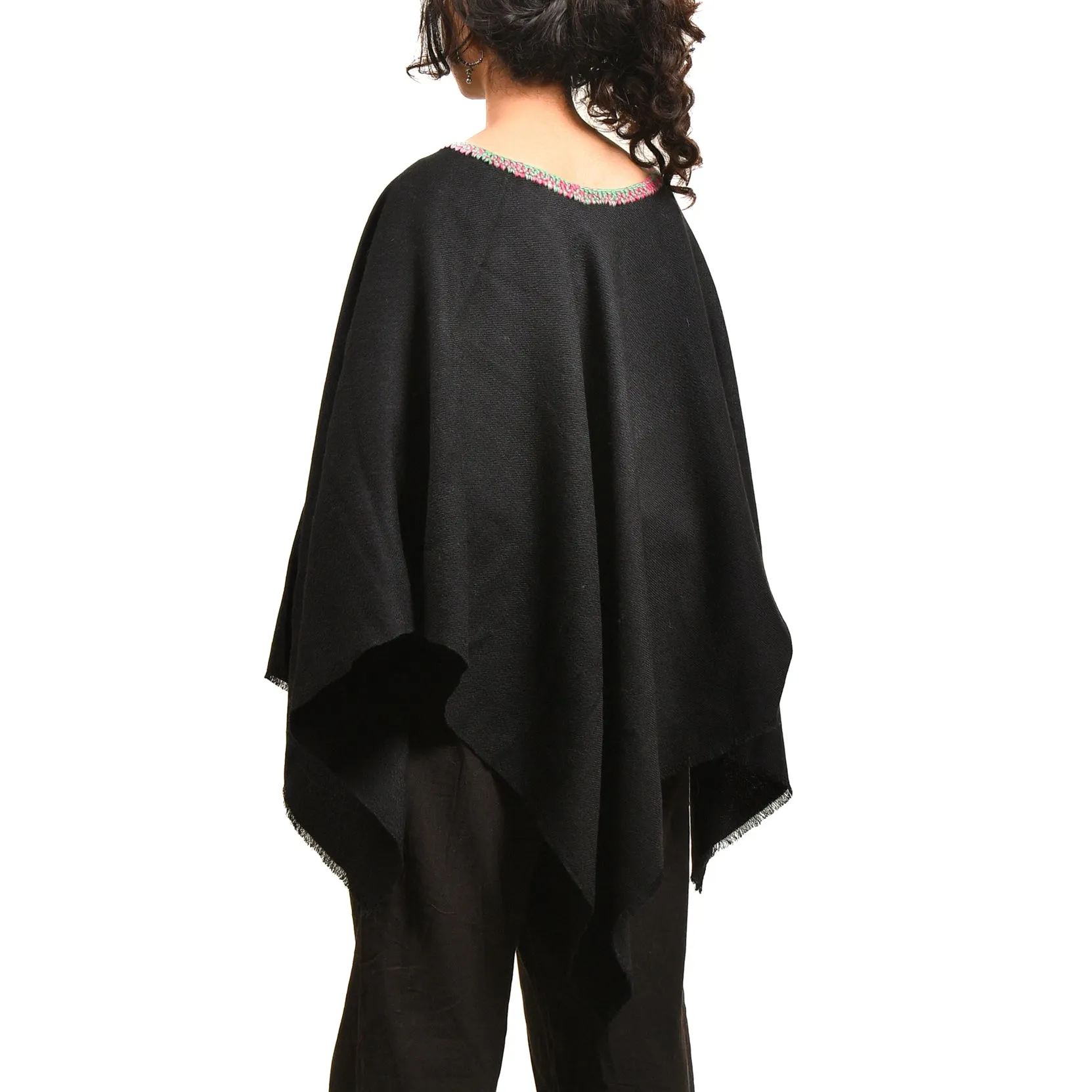 Black Merino Wool Short Cape