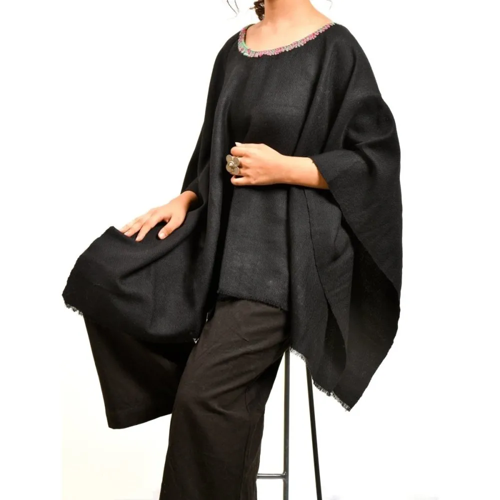 Black Merino Wool Short Cape