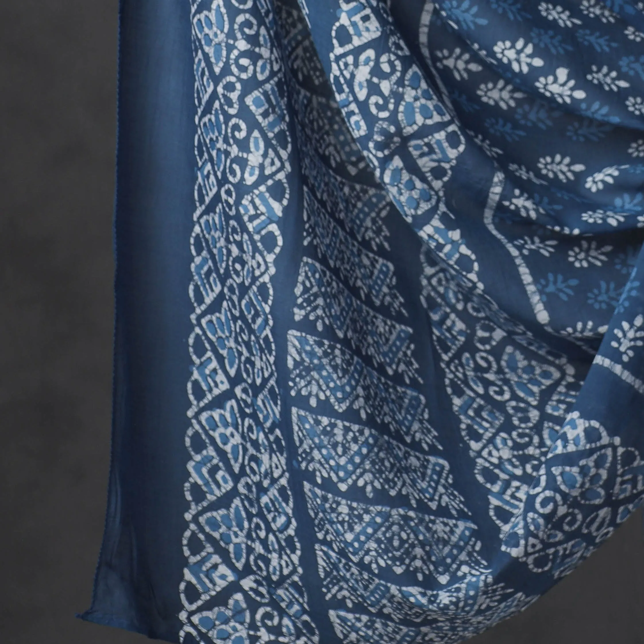 Blue - 3pc Kutch Cotton Batik Print Dress Material 04