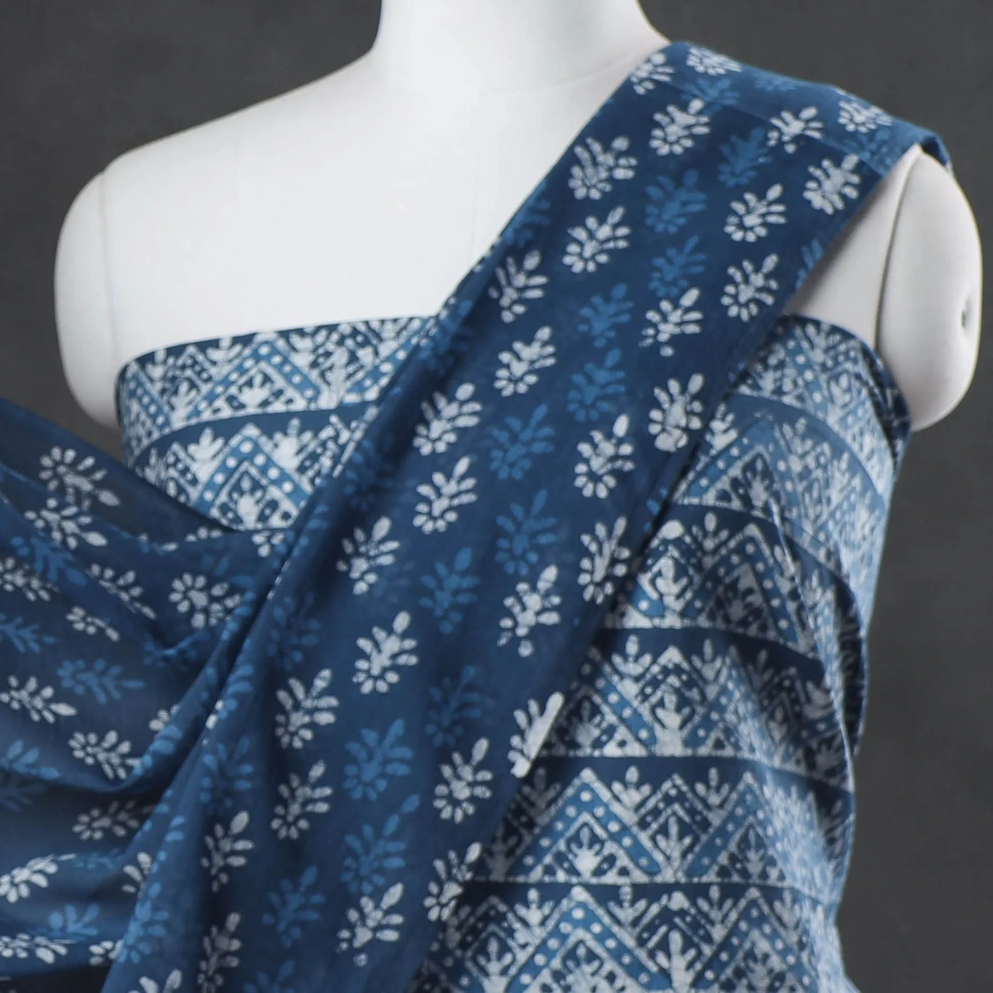 Blue - 3pc Kutch Cotton Batik Print Dress Material 04