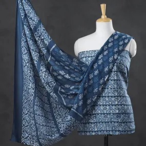 Blue - 3pc Kutch Cotton Batik Print Dress Material 04