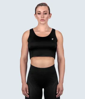 Born Tough Core Black Sheer Crop Athletic Top for Women