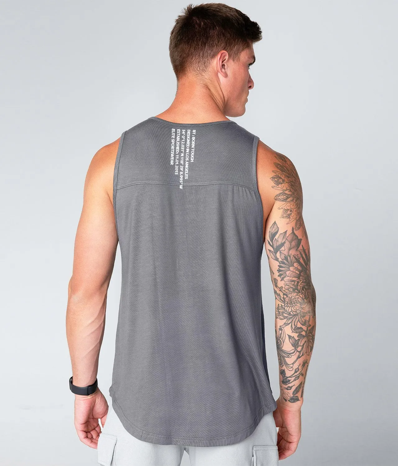 Born Tough Core Fit Gray Running Tank Top for Men