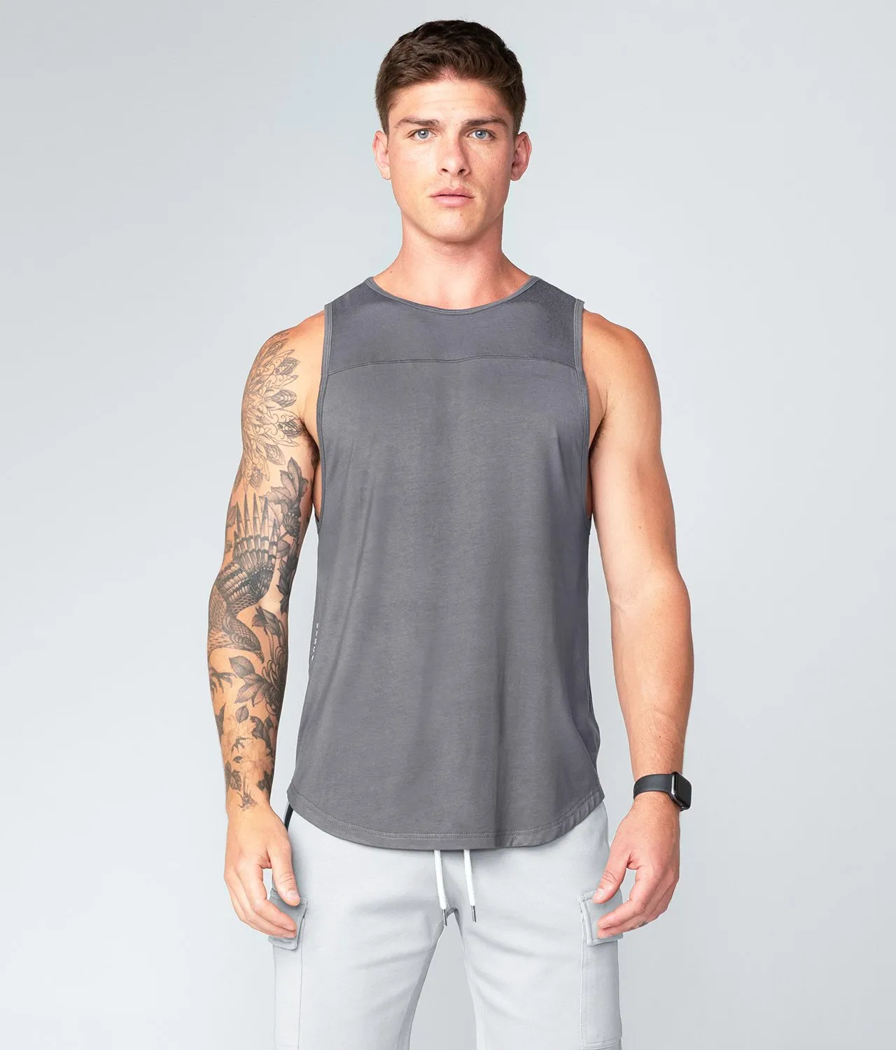 Born Tough Core Fit Gray Running Tank Top for Men