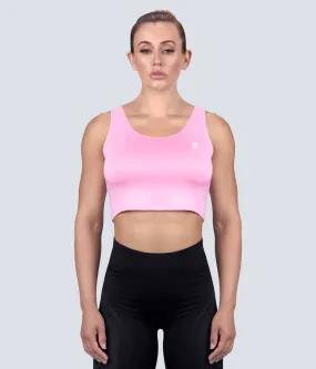Born Tough Core Pink Sheer Crop Running Top for Women