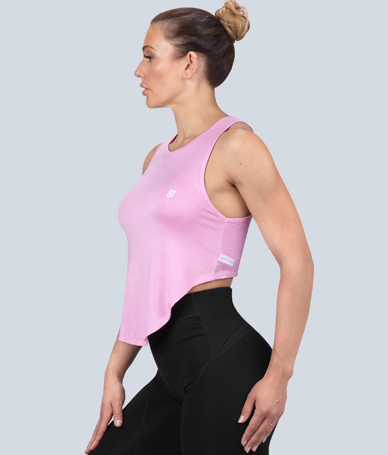 Born Tough High Altitude Pink Sheer Bodybuilding Tank Top for Women