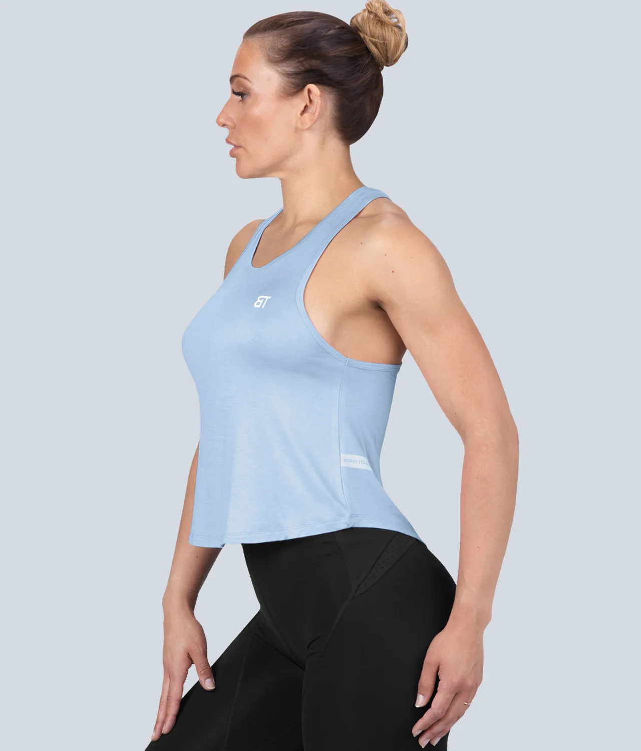 Born Tough Limitless Blue Sheer Athletic Tank Top for Women