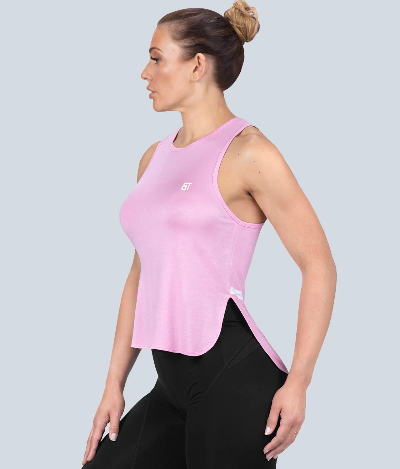 Born Tough Limitless Muscle Pink Sheer Running Tank Top for Women