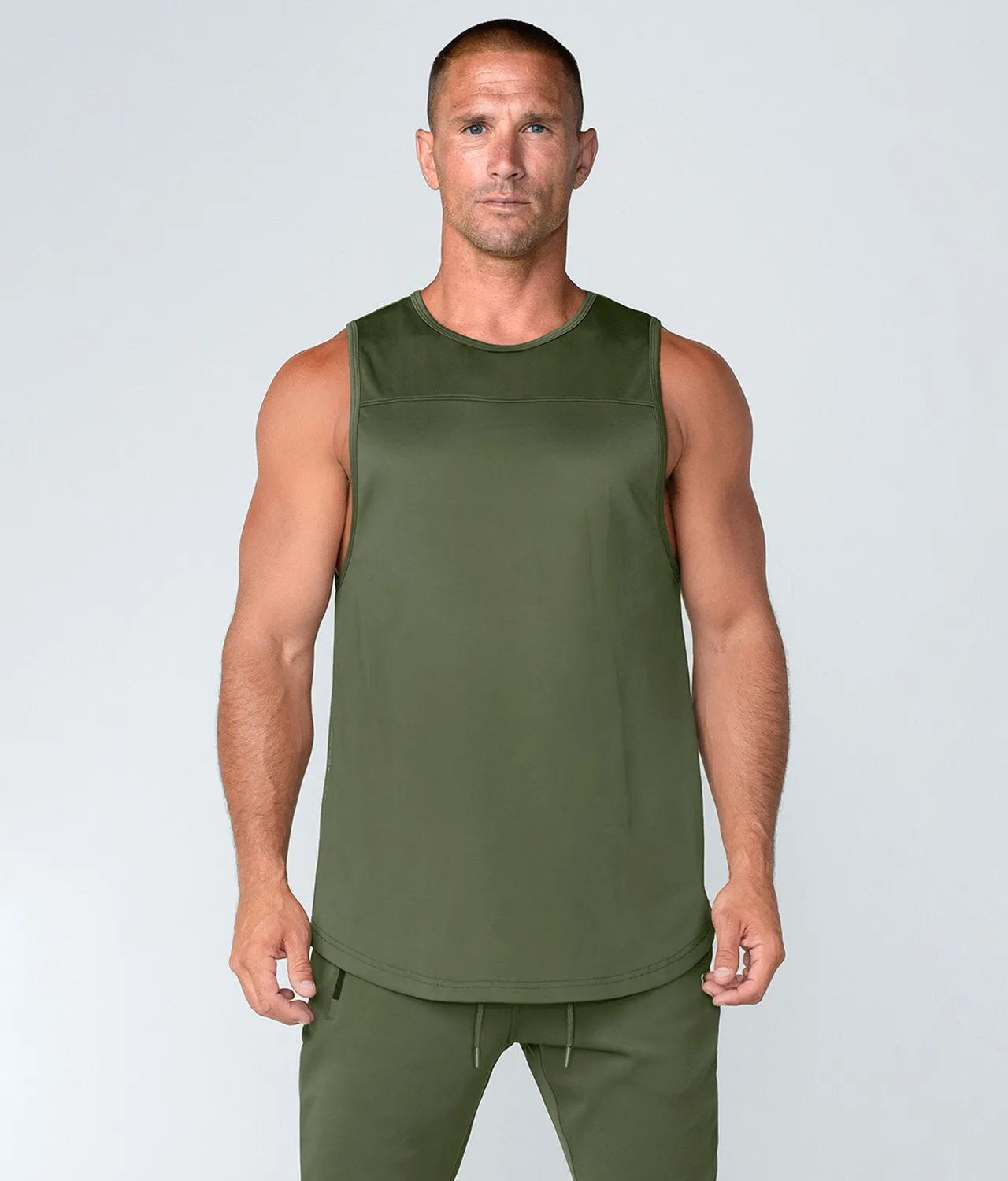 Born Tough Momentum Athletic Tank Top For Men Military Green