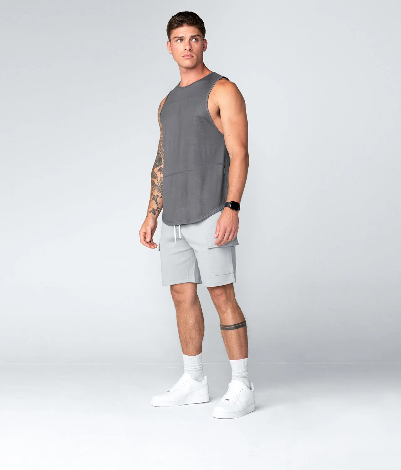Born Tough Zippered Gray Running Tank Top for Men