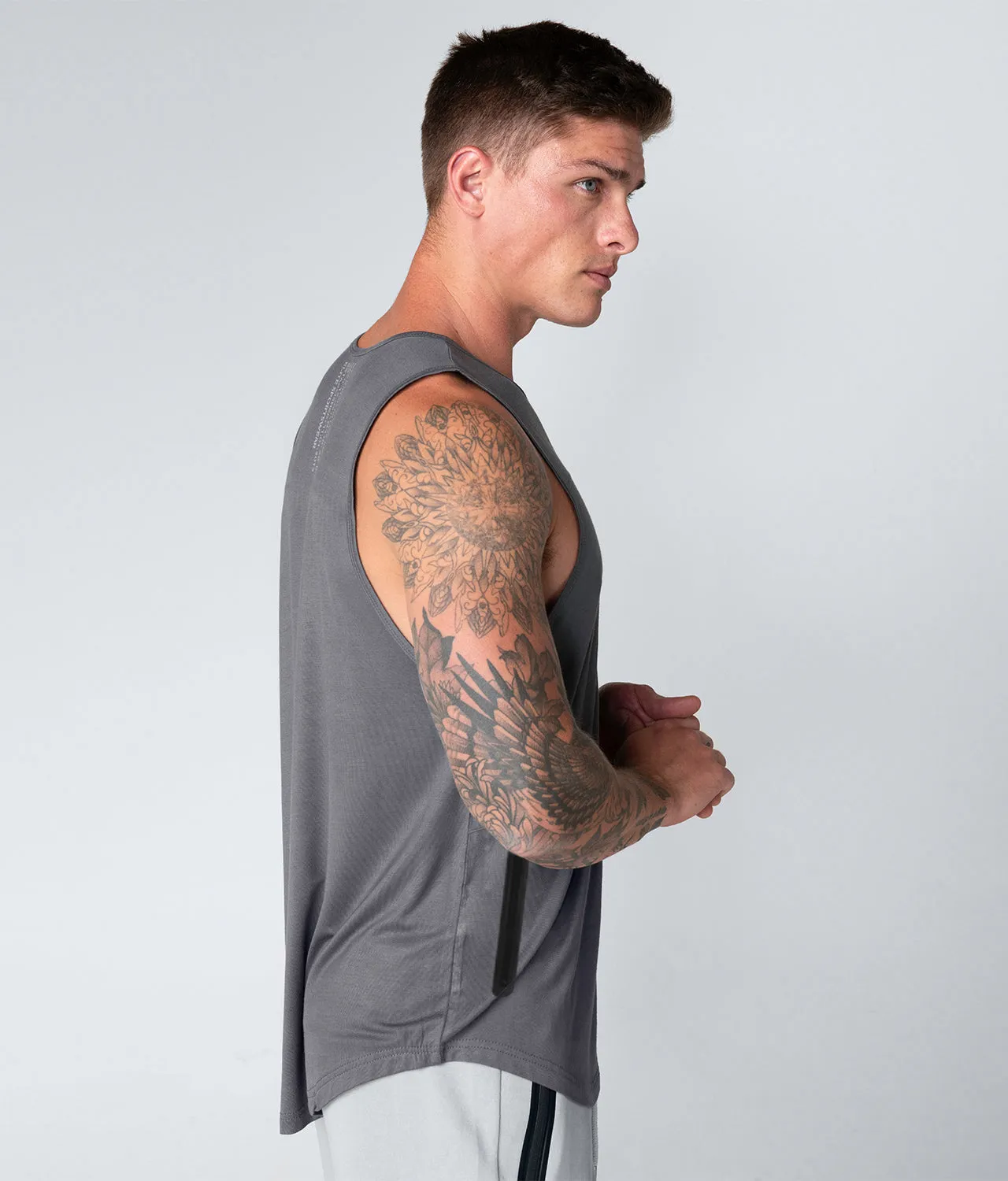 Born Tough Zippered Gray Running Tank Top for Men