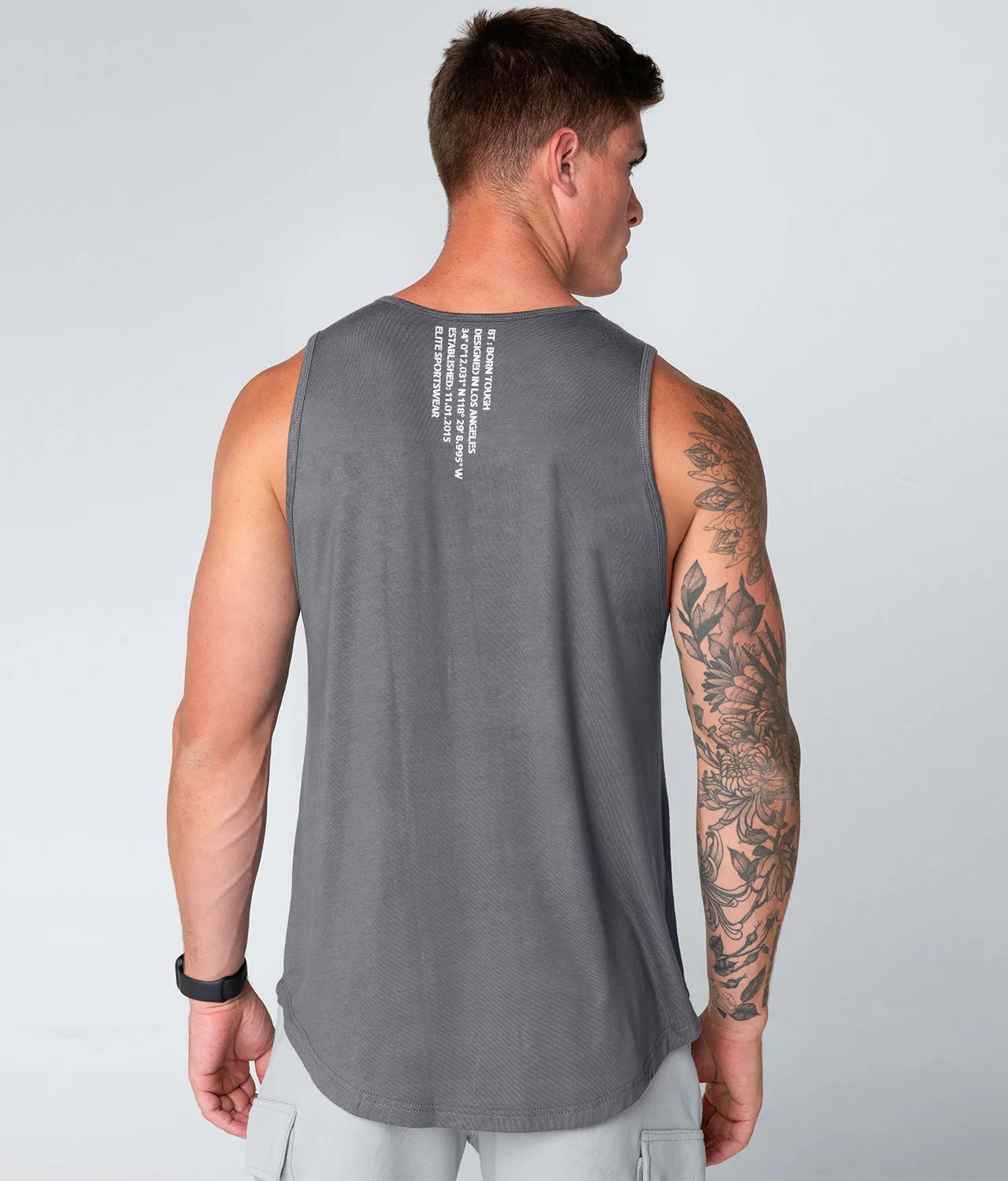 Born Tough Zippered Gray Running Tank Top for Men