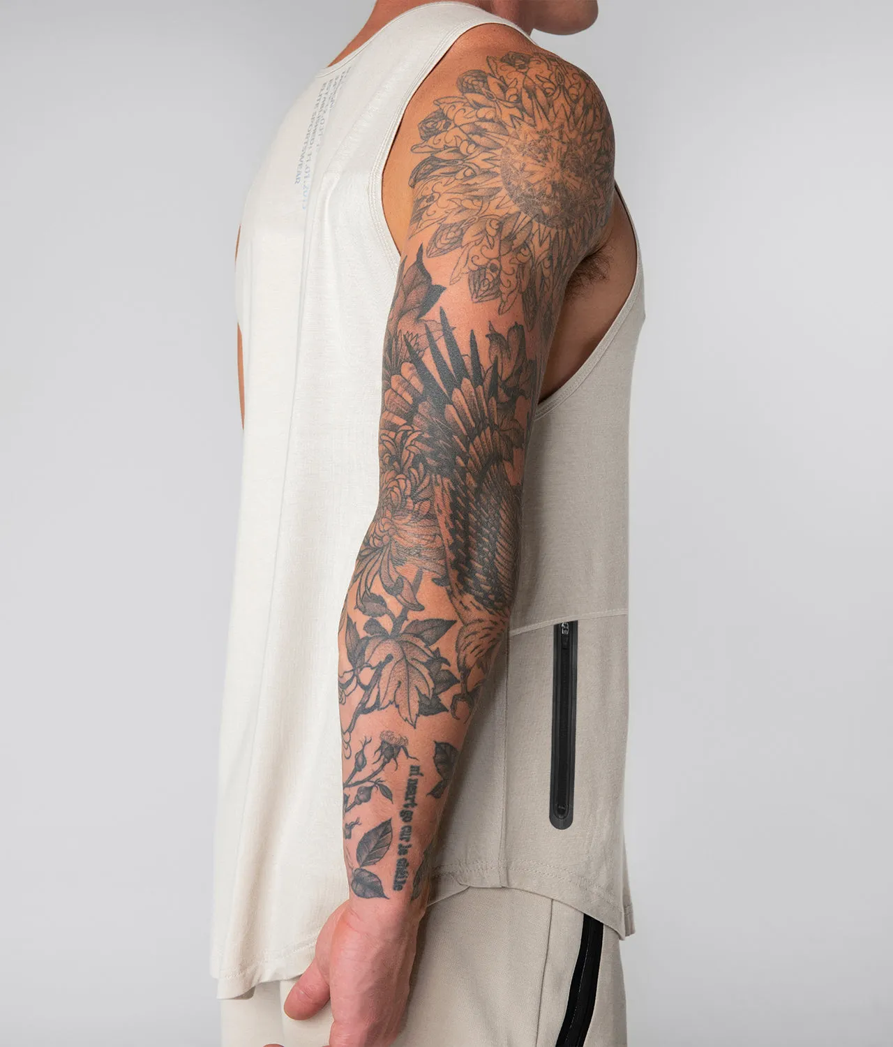 Born Tough Zippered Stone Athletic Tank Top for Men