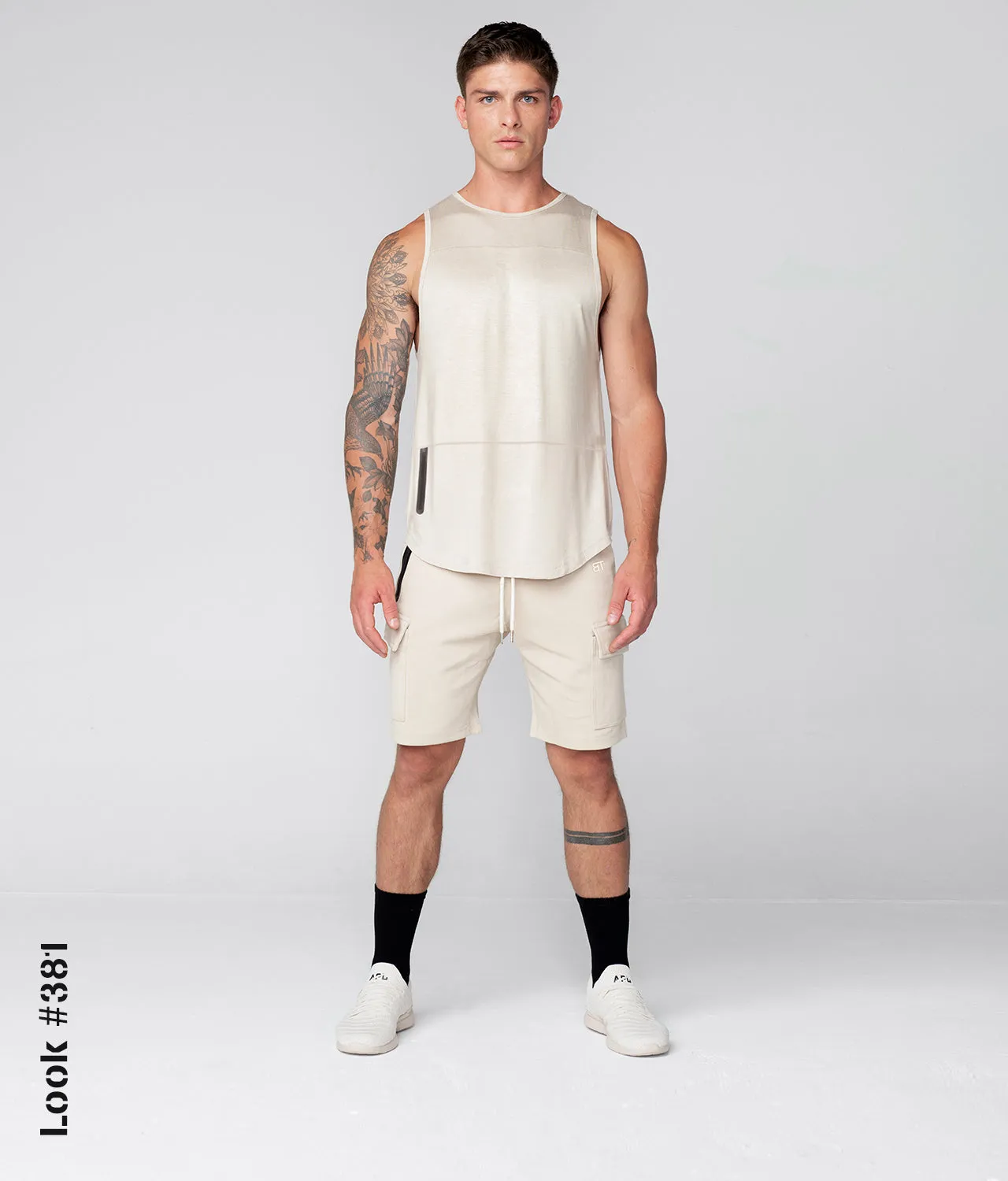 Born Tough Zippered Stone Athletic Tank Top for Men