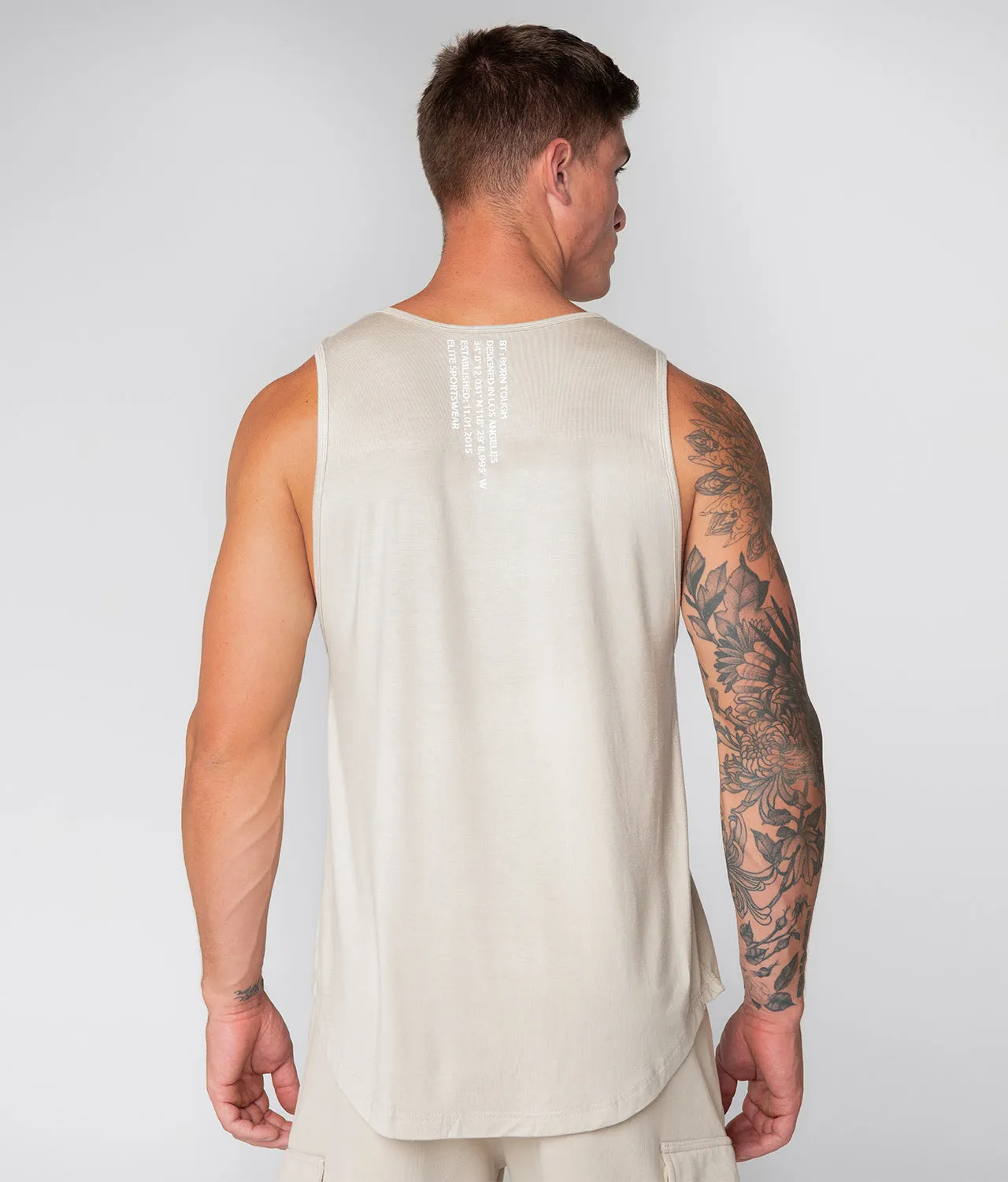 Born Tough Zippered Stone Athletic Tank Top for Men