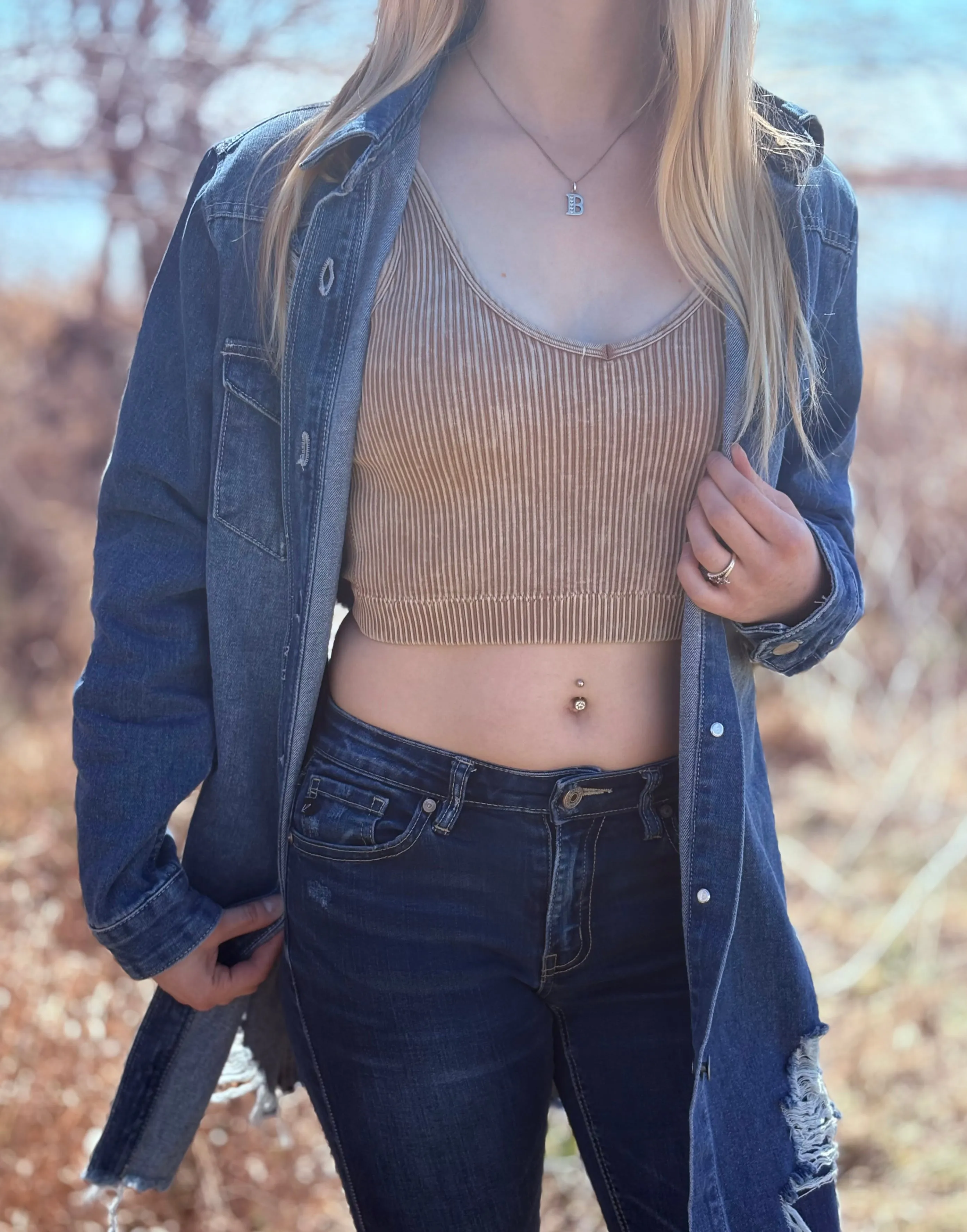 Bronze Breeze Ribbed Crop Tank