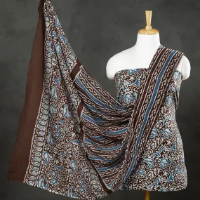 Brown - 3pc Kutch Batik Print Cotton Dress Material 01
