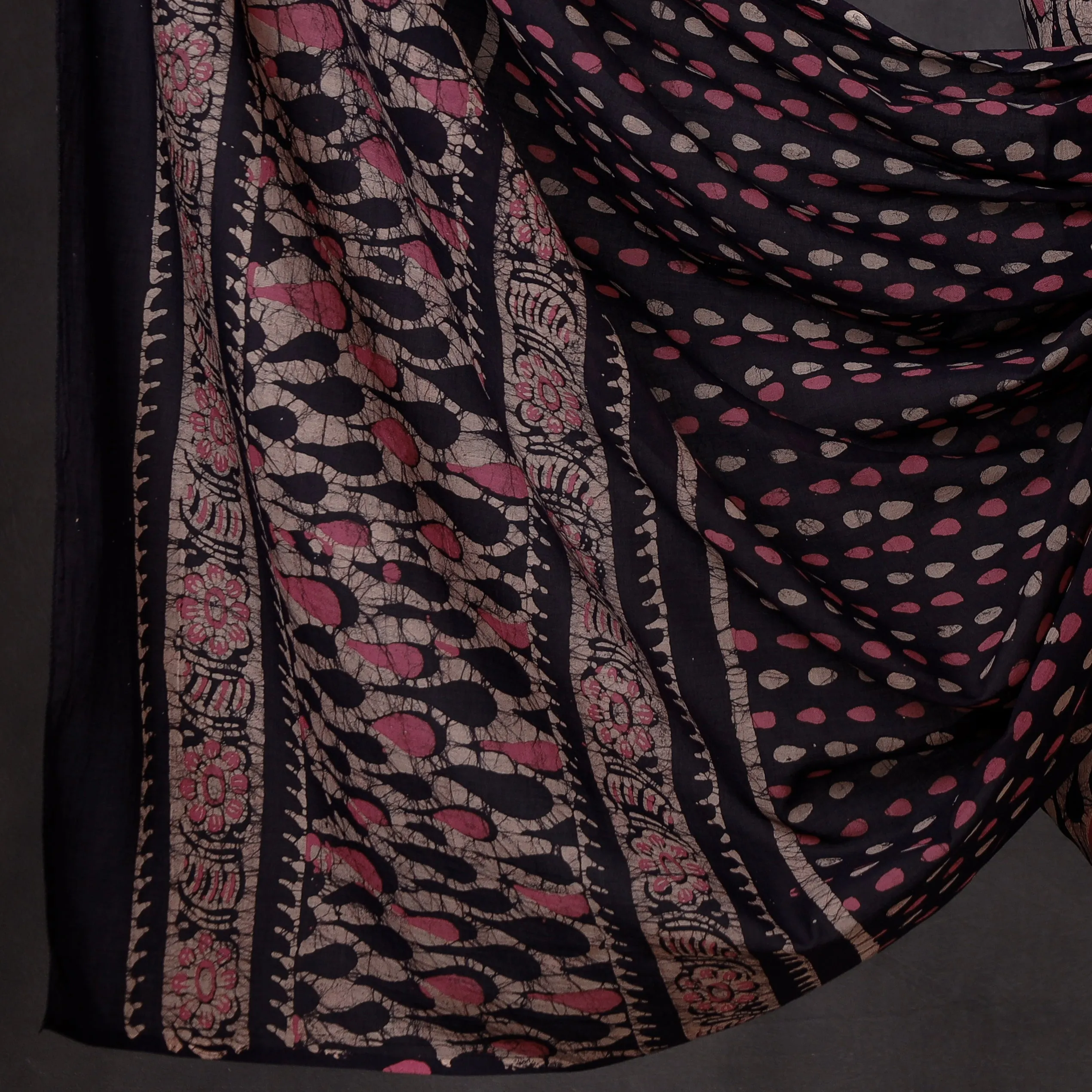 Brown - 3pc Kutch Batik Print Cotton Dress Material 03